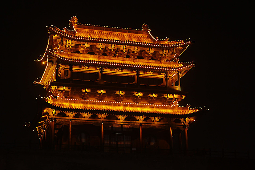Temple at night Old town house