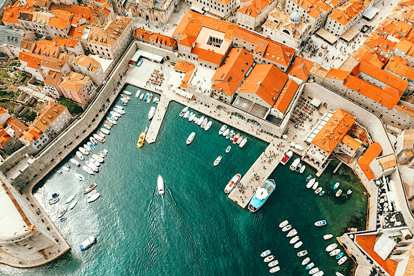 Aerial Dubrovnik Harbour