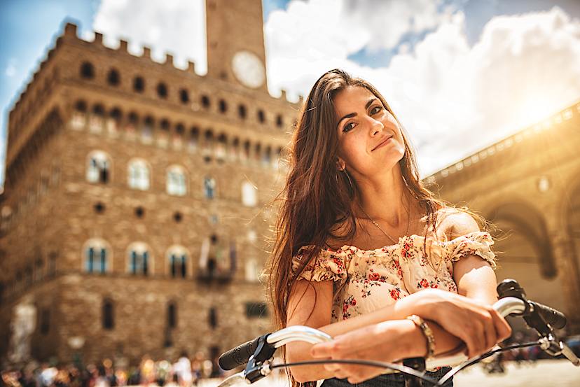 Biking in Piazza della Signoria