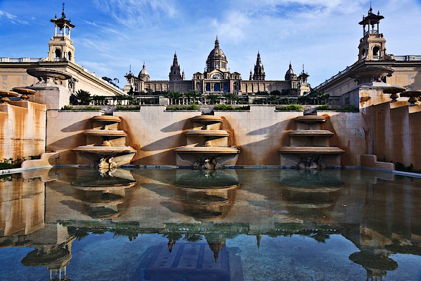Palau Nacional And Fountains Of Plaza De Espana
