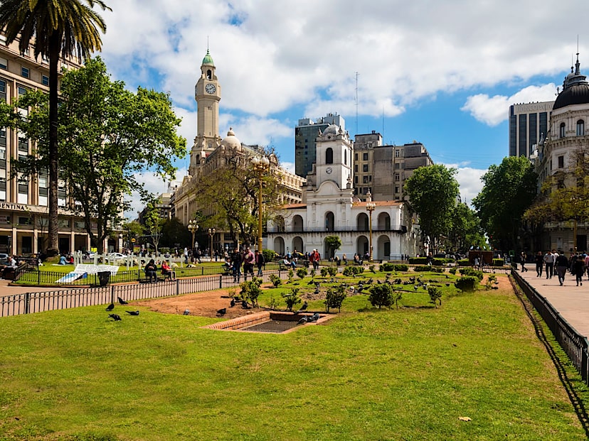 plaza de mayo with cabildo de buenos aires