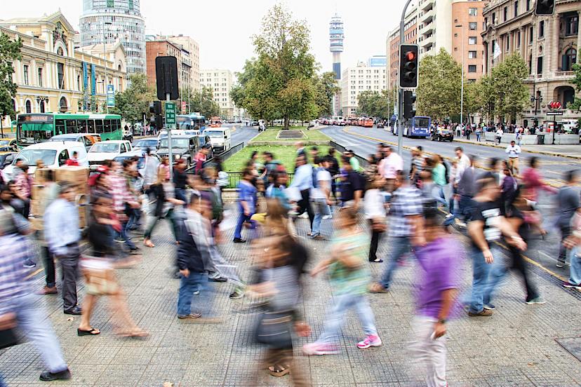 Crowd of people walking