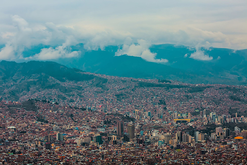 Skyline of La Paz city in Bolivia
