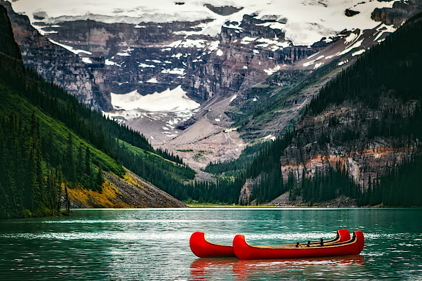 Canoes on Lake Louise