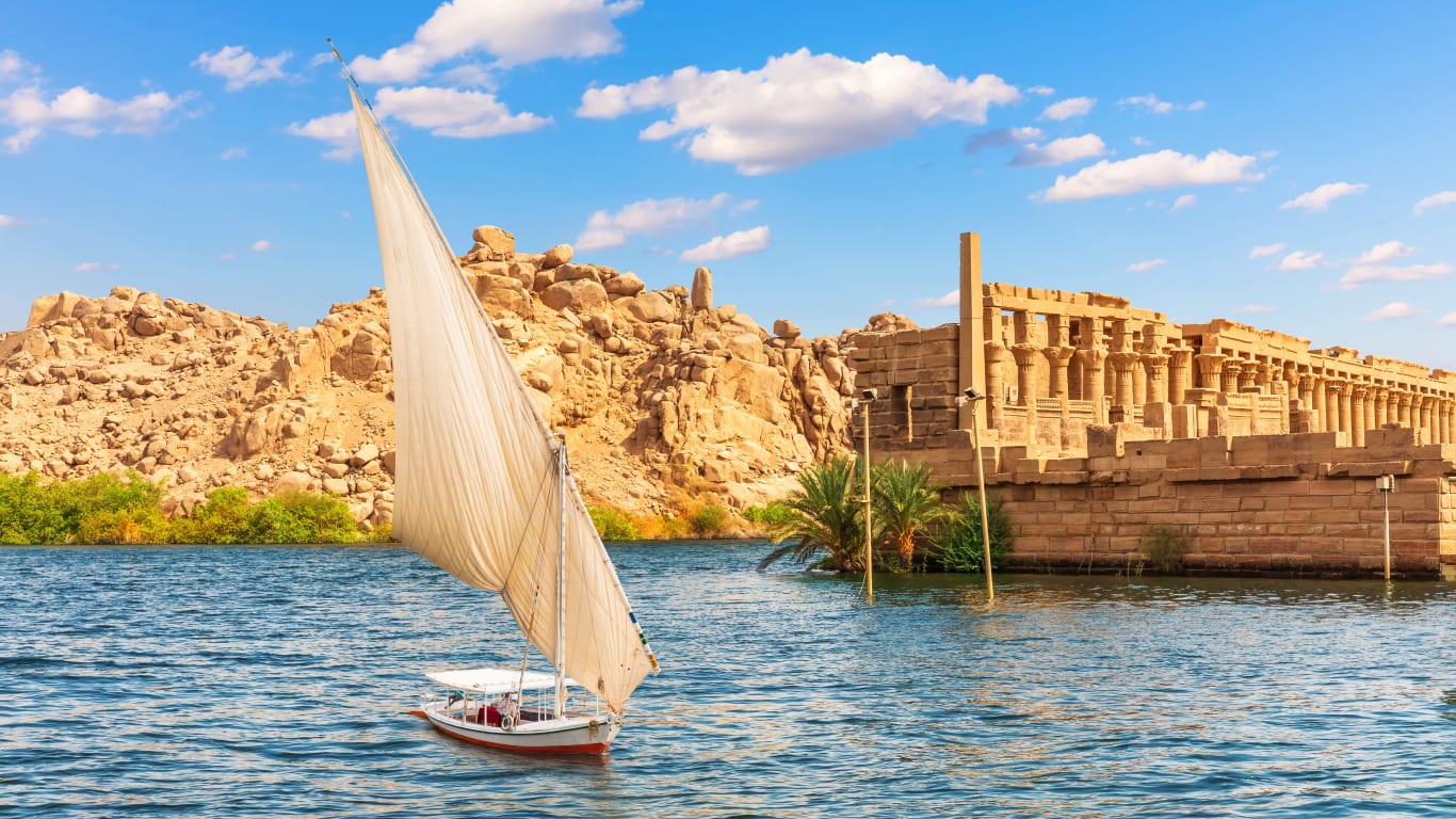 Close-up of roap on cruise ship, Nile River, Egypt